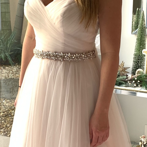 Strapless blush pink gown from David’s bridal. Worn once - Picture 8 of 12